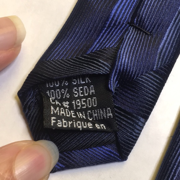 Haight & Ashbury blue/black multi-stripe diagonal striped narrow tie. 100% silk - Picture 6 of 10